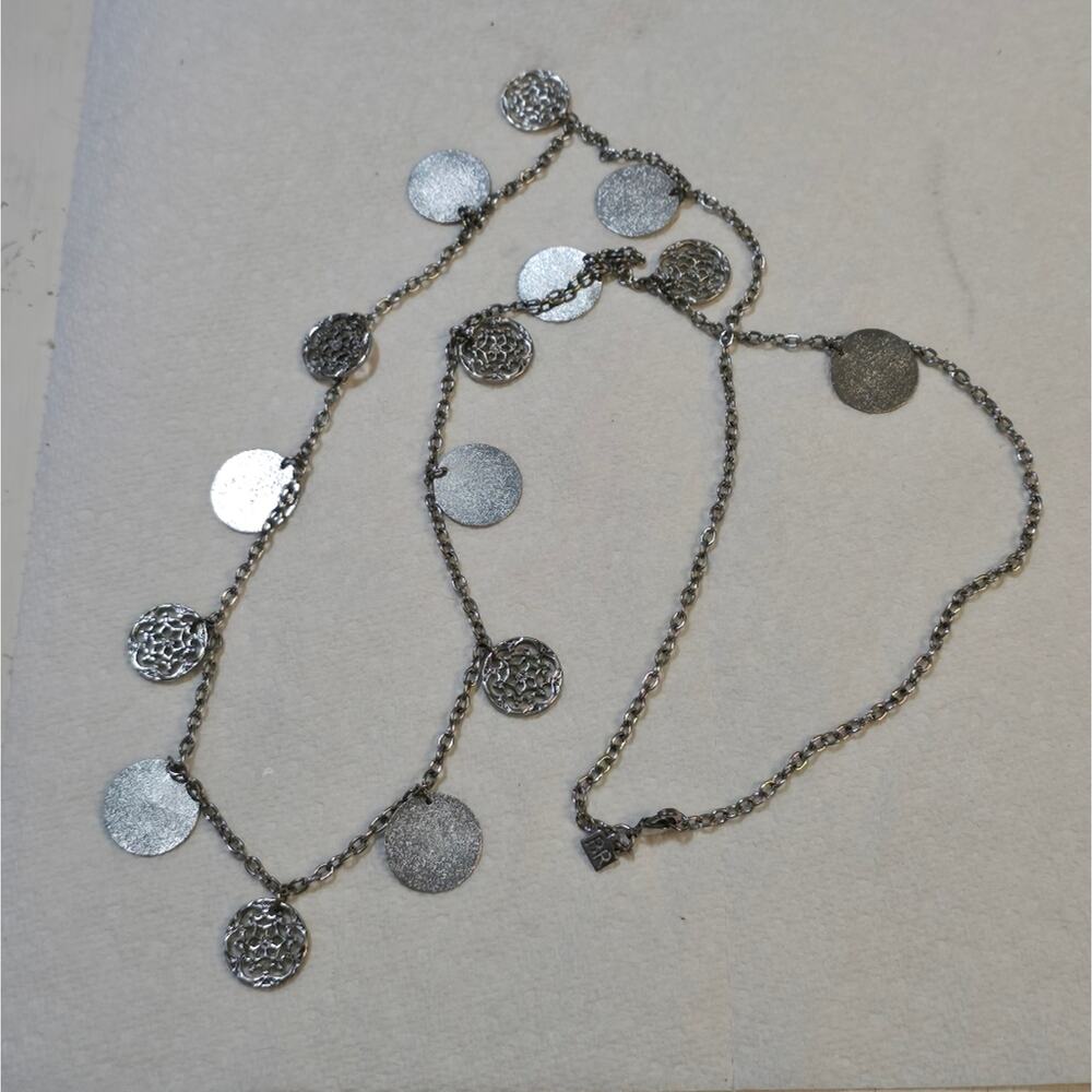Banana Republic Silver Tone Coin Long Necklace